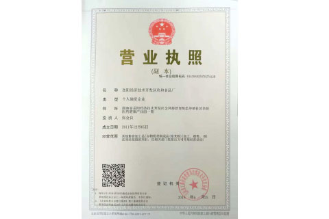 岳陽經(jīng)濟(jì)技術(shù)開發(fā)區(qū)玖和食品廠 營業(yè)執(zhí)照